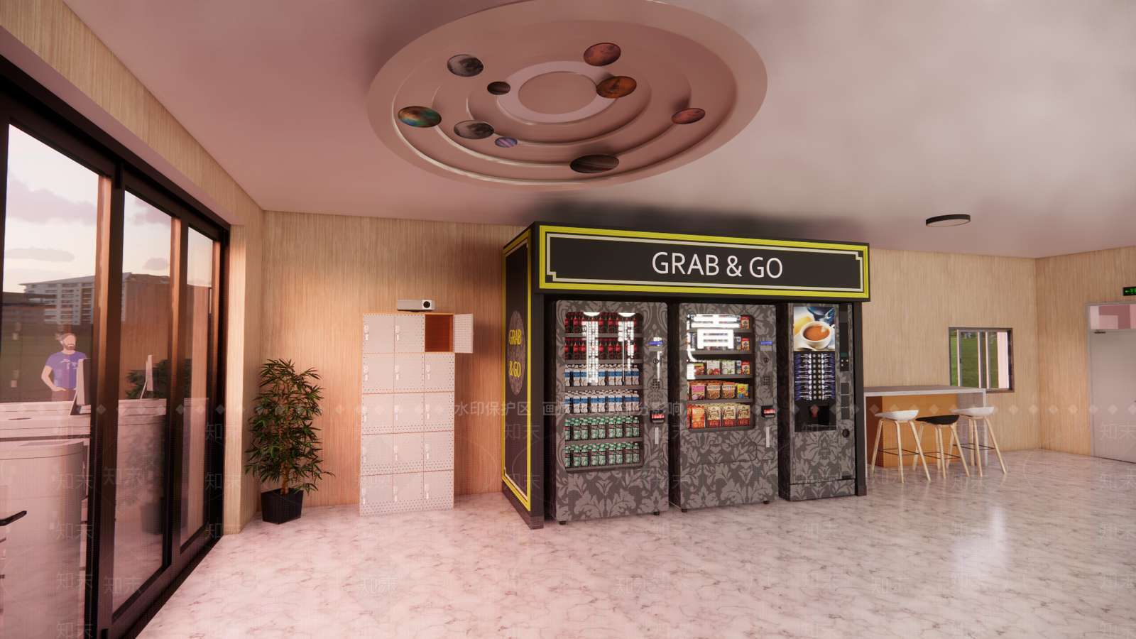 现代宿舍楼大厅3D模型下载【ID:1150193795】