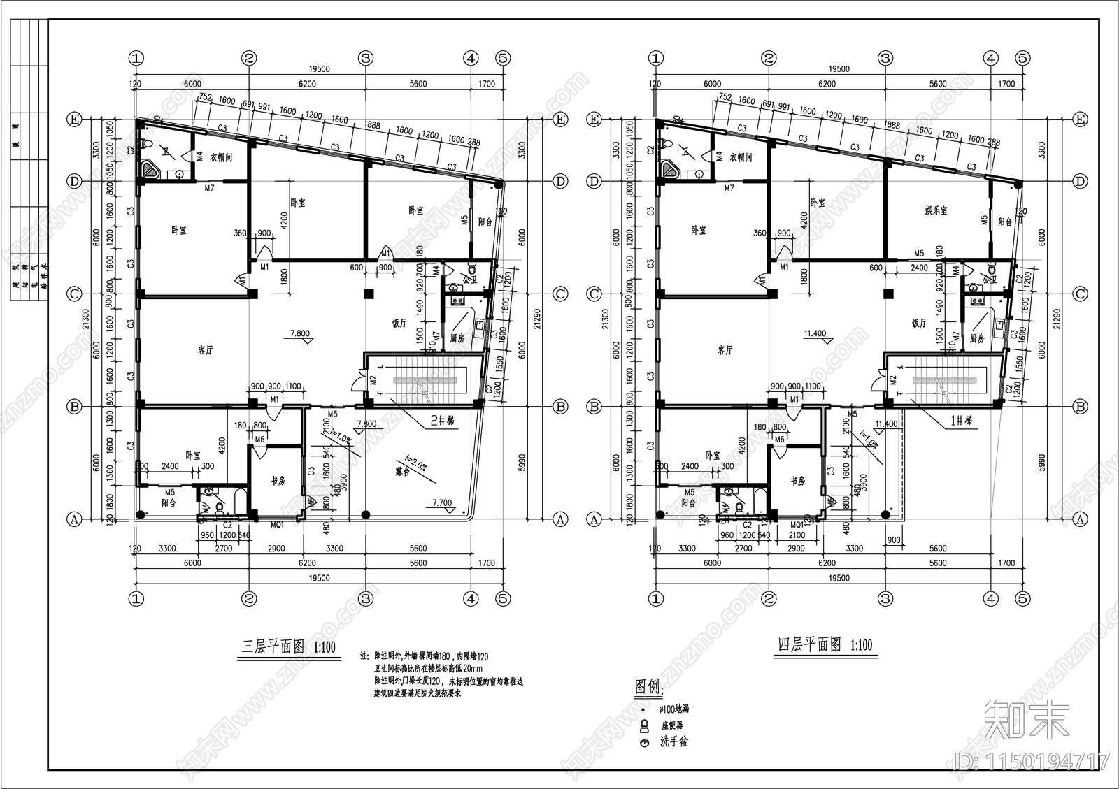 出租屋自建房建筑cad施工图下载【ID:1150194717】
