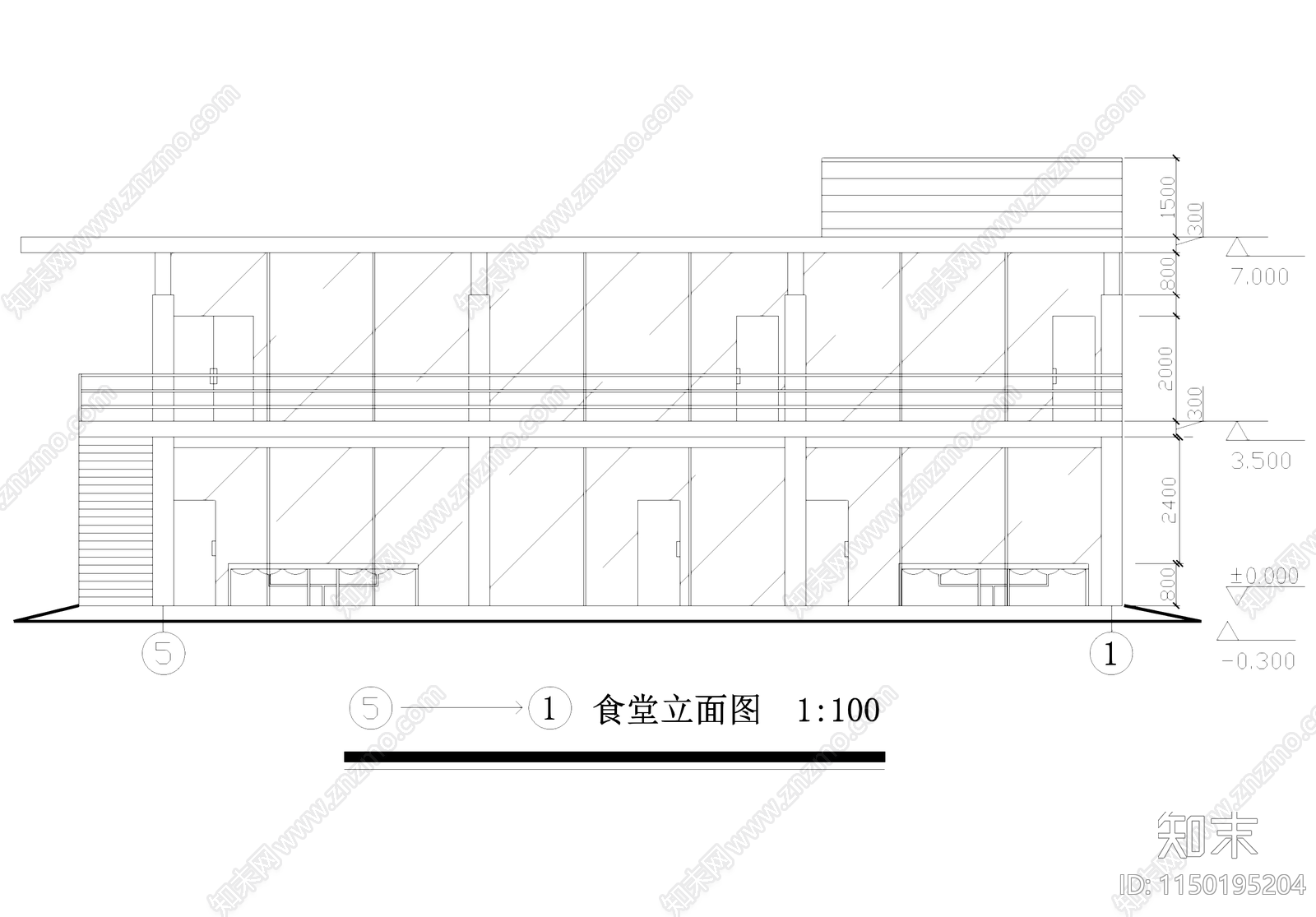 现代小型食堂餐厅建筑cad施工图下载【ID:1150195204】