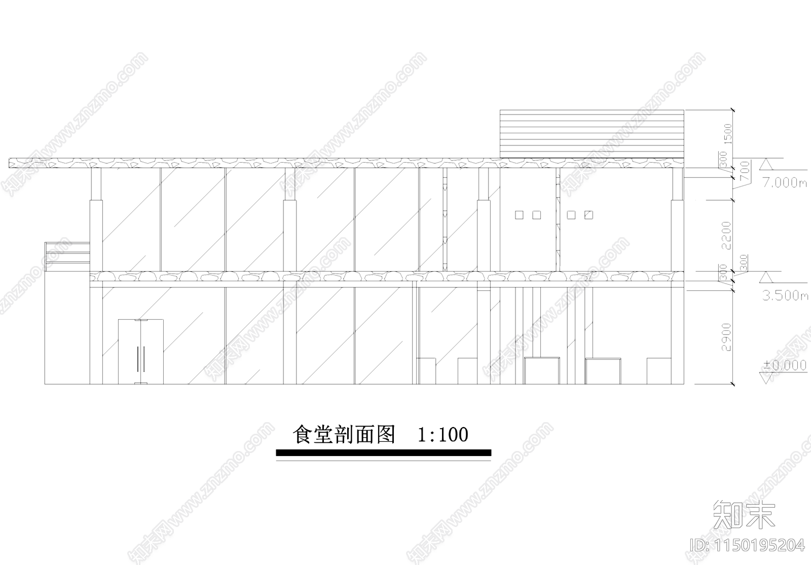 现代小型食堂餐厅建筑cad施工图下载【ID:1150195204】