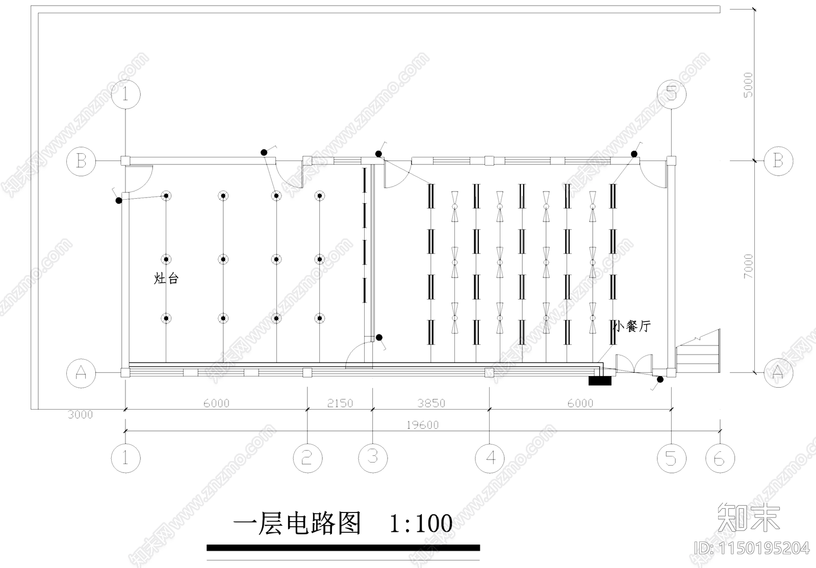 现代小型食堂餐厅建筑cad施工图下载【ID:1150195204】