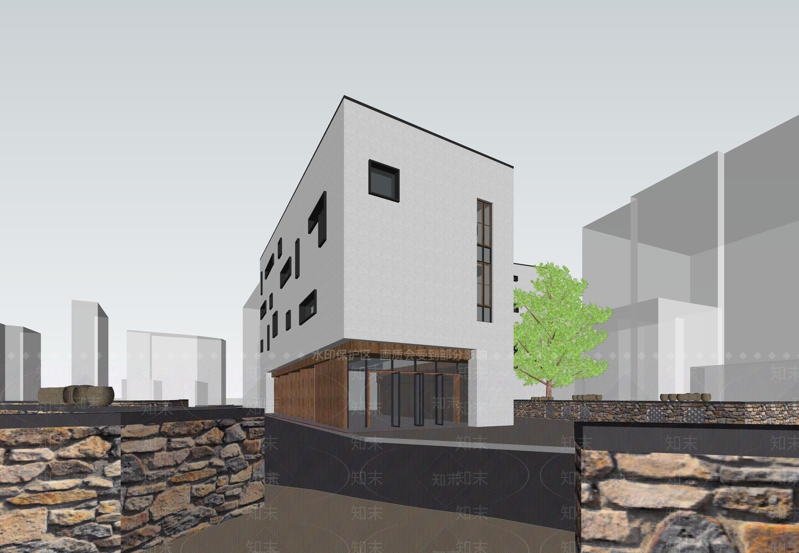 现代乡村展示馆SU模型下载【ID:1150196696】