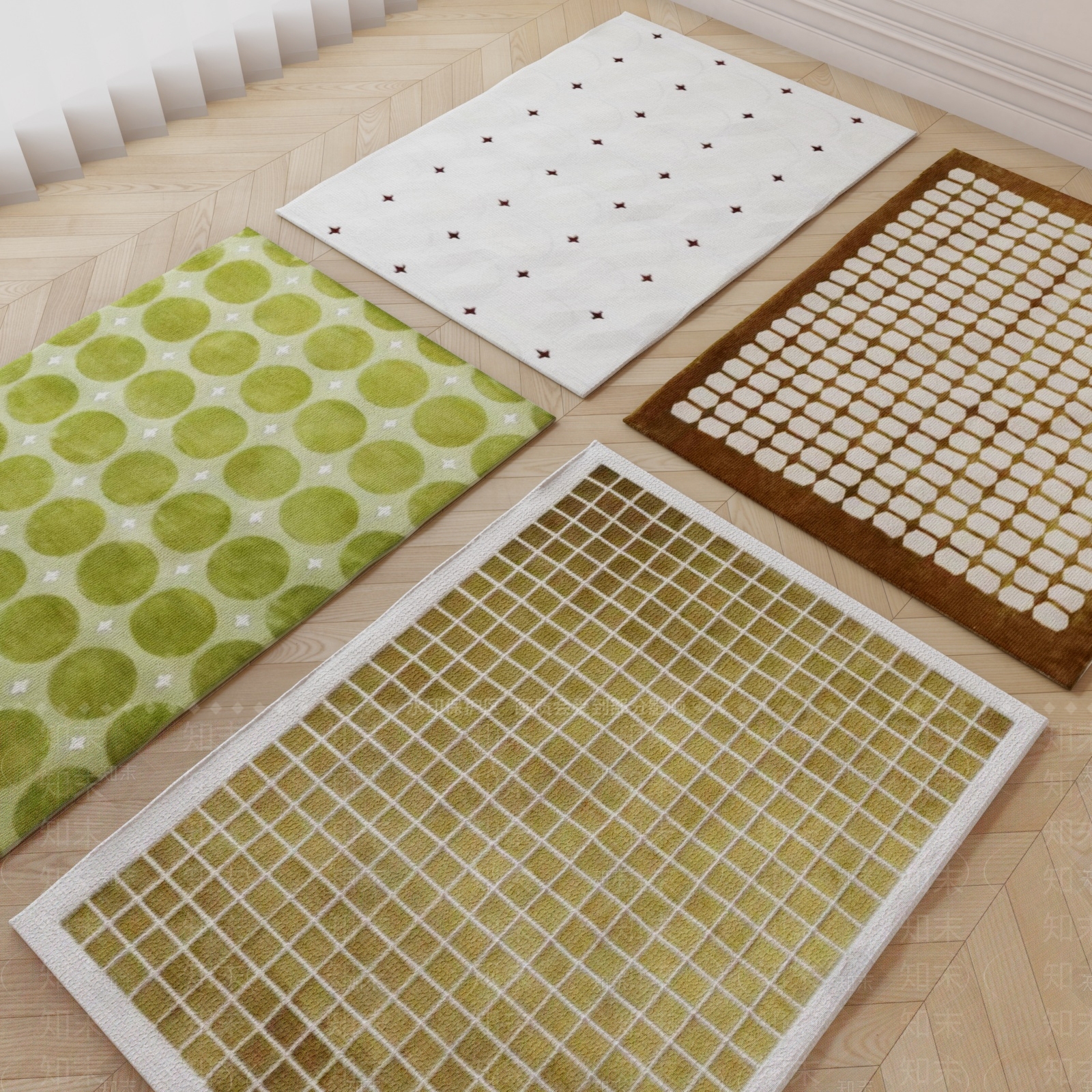 现代奶油风羊毛地毯SU模型下载【ID:1150196867】