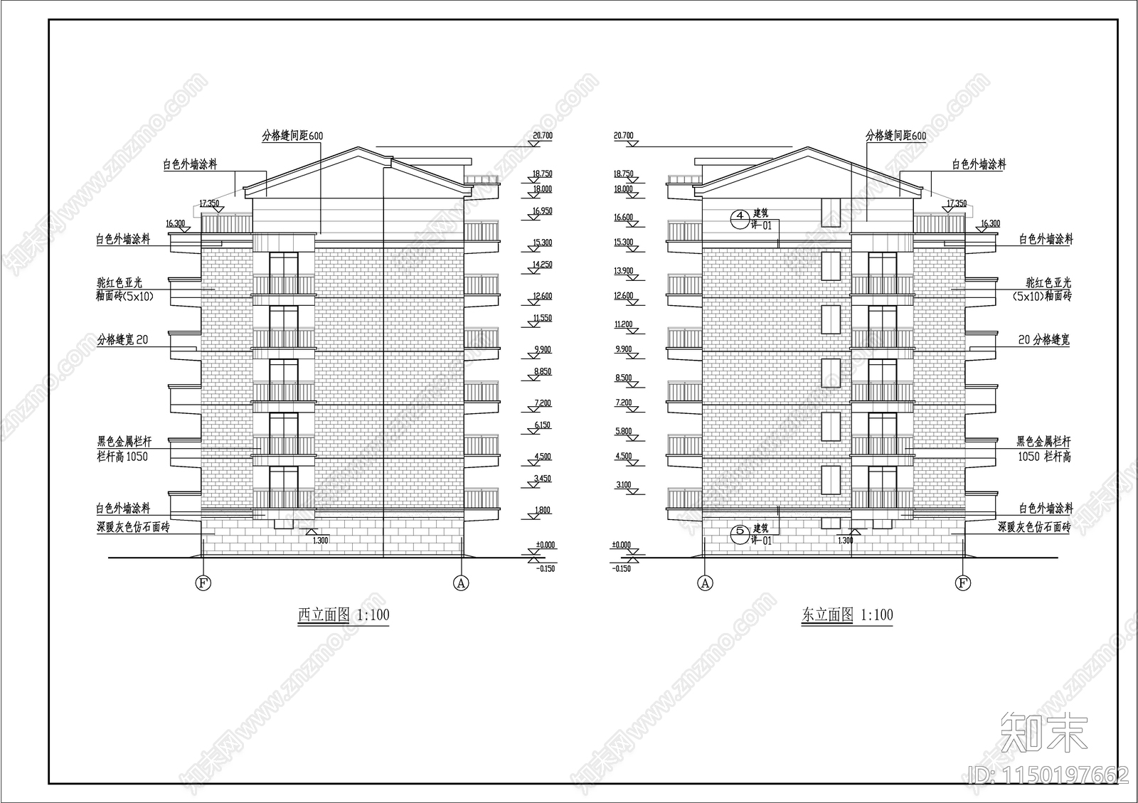 小区住宅楼六层建筑cad施工图下载【ID:1150197662】