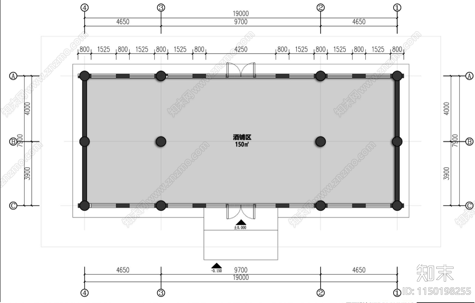 一号楼古建外立面cad施工图下载【ID:1150198255】