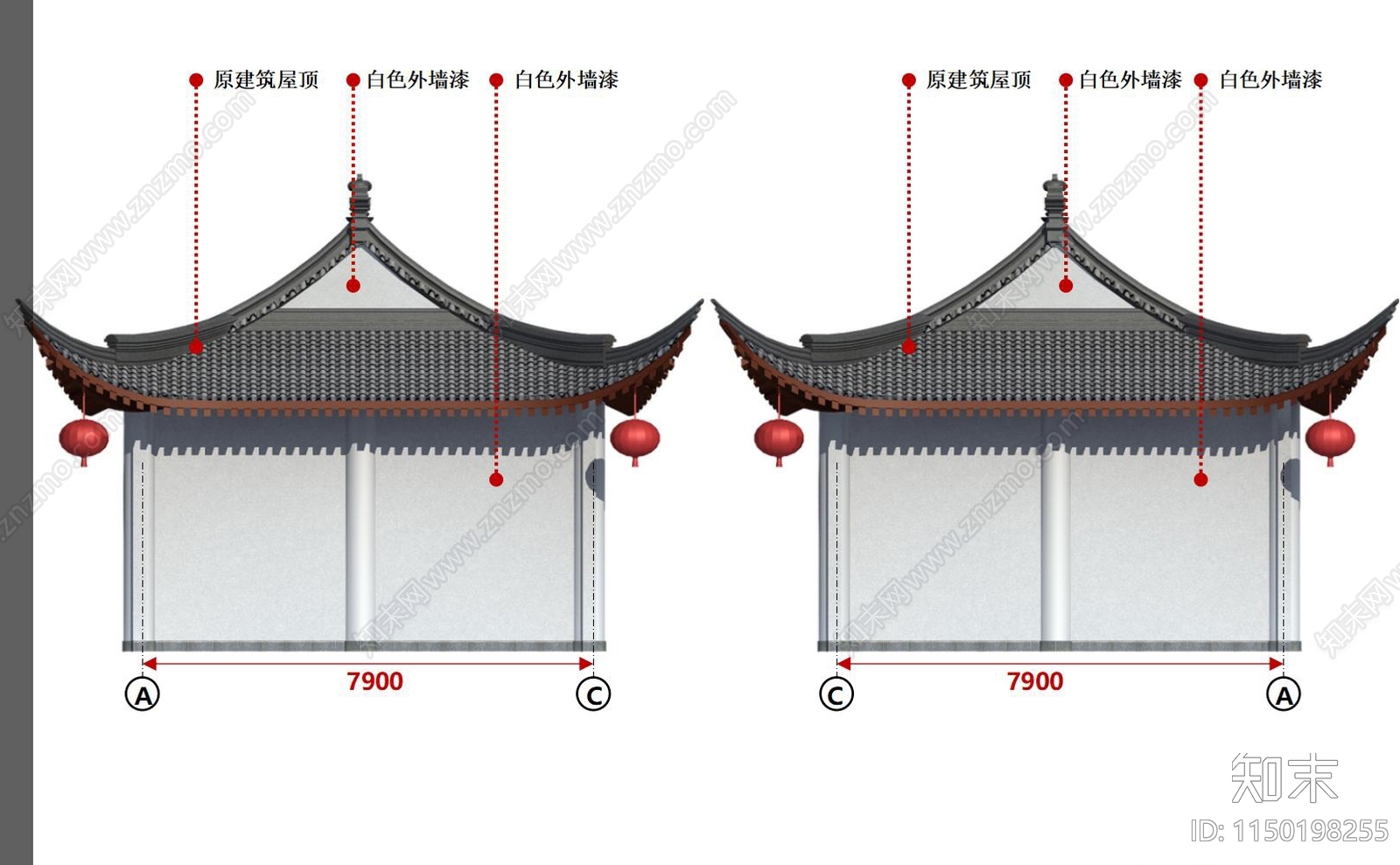 一号楼古建外立面cad施工图下载【ID:1150198255】