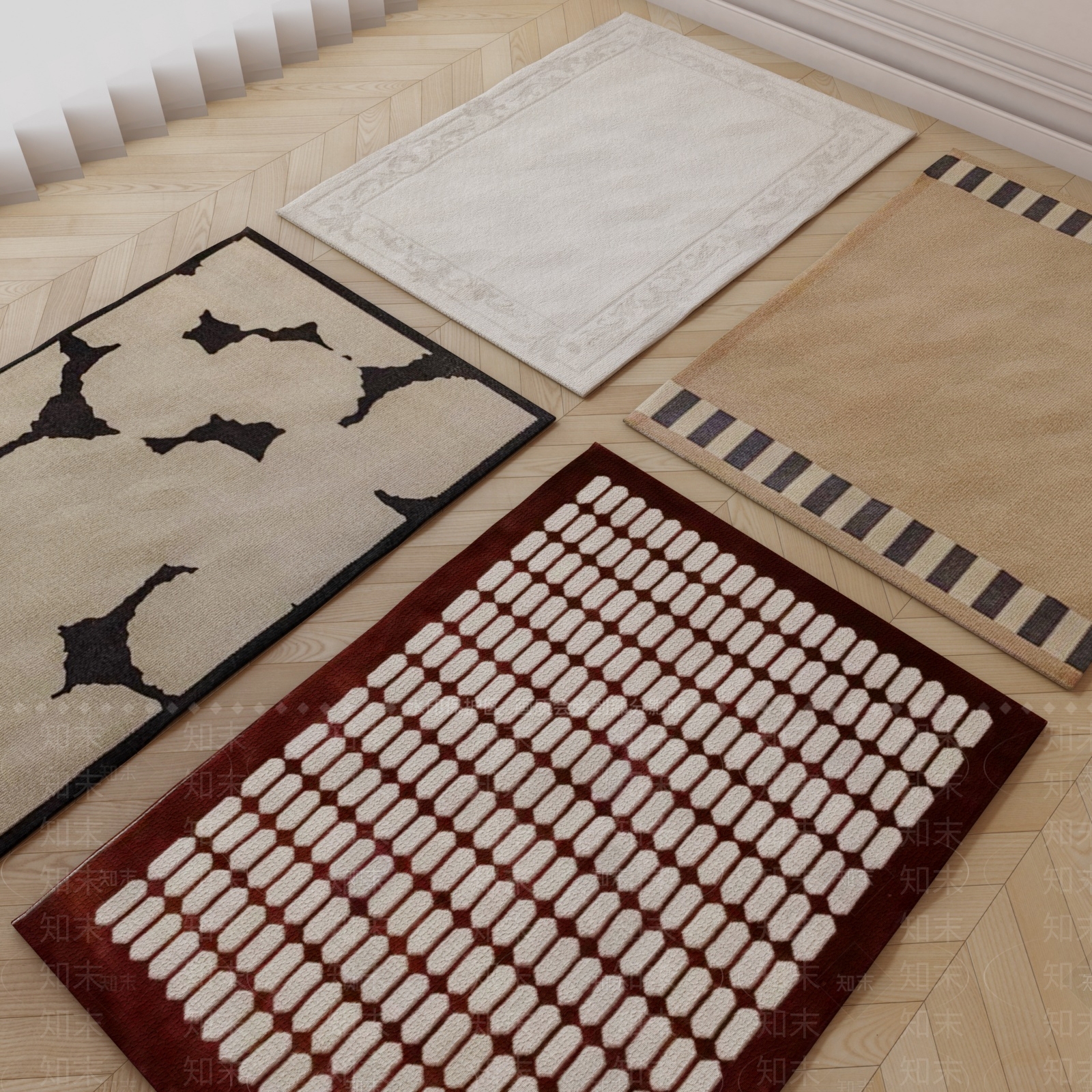 现代羊毛地毯SU模型下载【ID:1150198126】