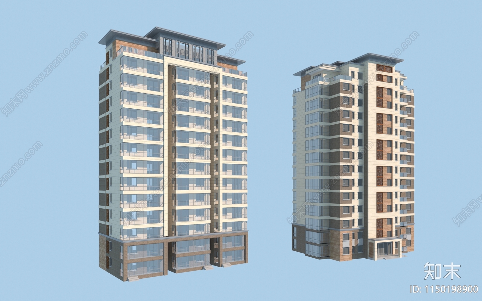 现代高层住宅3D模型下载【ID:1150198900】