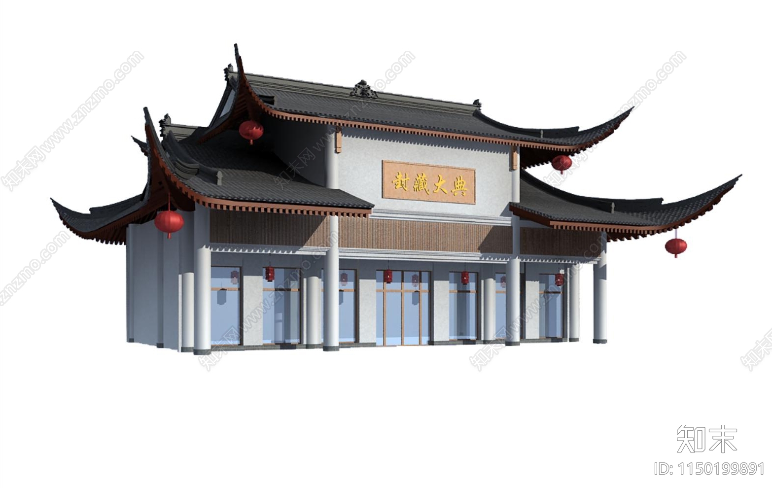五号古建筑外观设计施工图cad施工图下载【ID:1150199891】