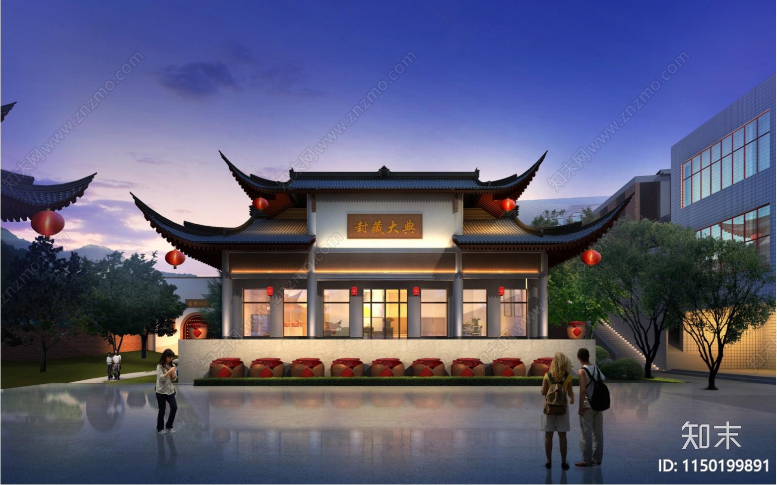 五号古建筑外观设计施工图施工图下载【ID:1150199891】