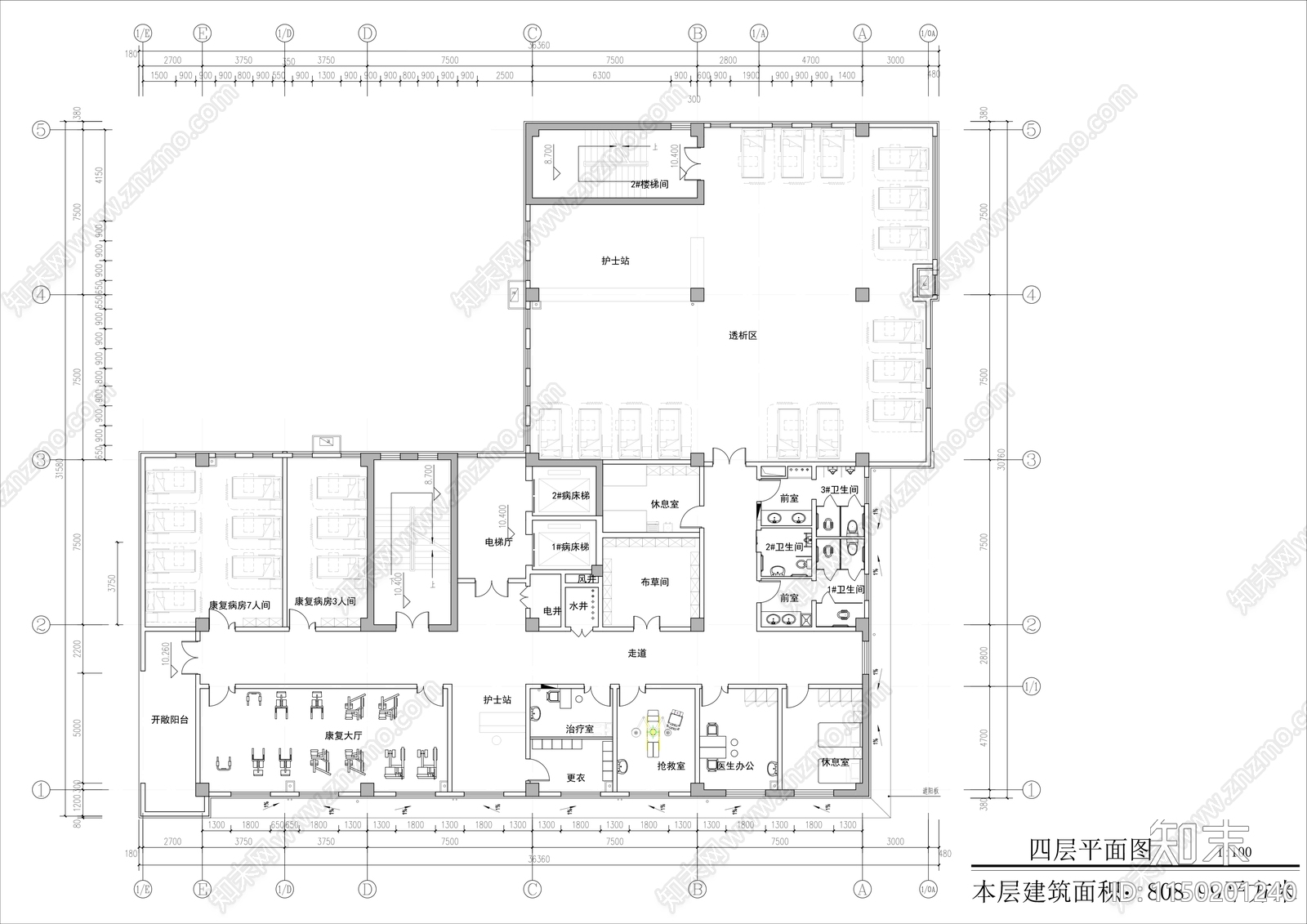 社区卫生医院平面图cad施工图下载【ID:1150201240】