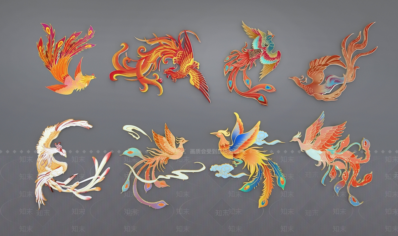 新中式凤凰剪纸墙饰挂件3D模型下载【ID:1150202170】