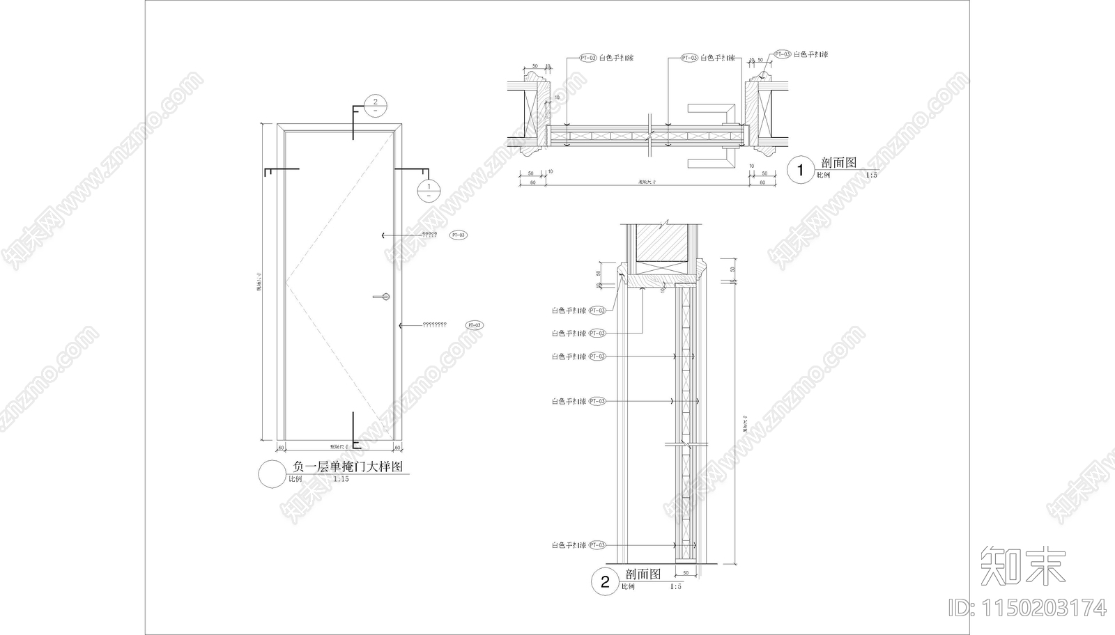 多款家居门做法大样节点cad施工图下载【ID:1150203174】