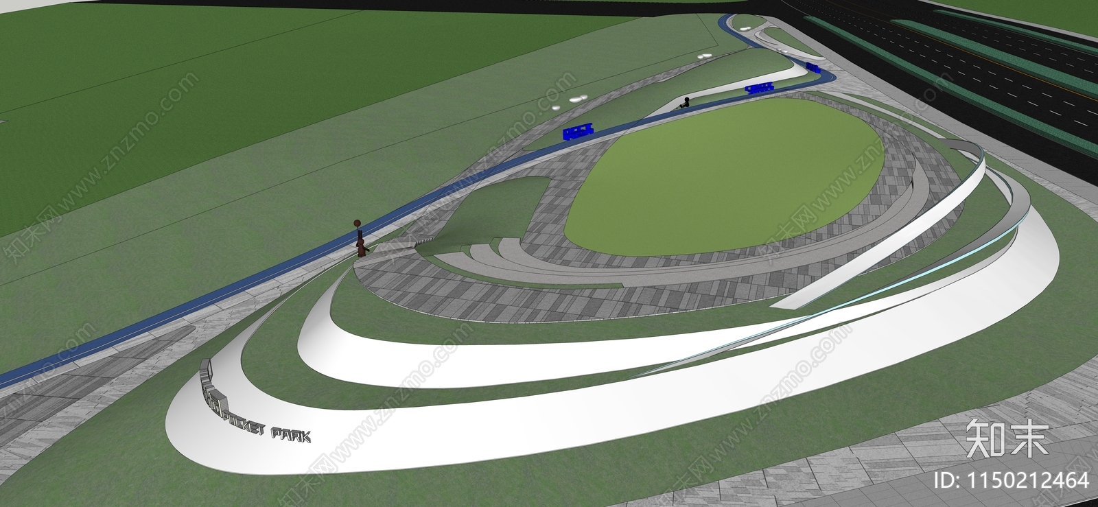 现代口袋公园景观SU模型下载【ID:1150212464】
