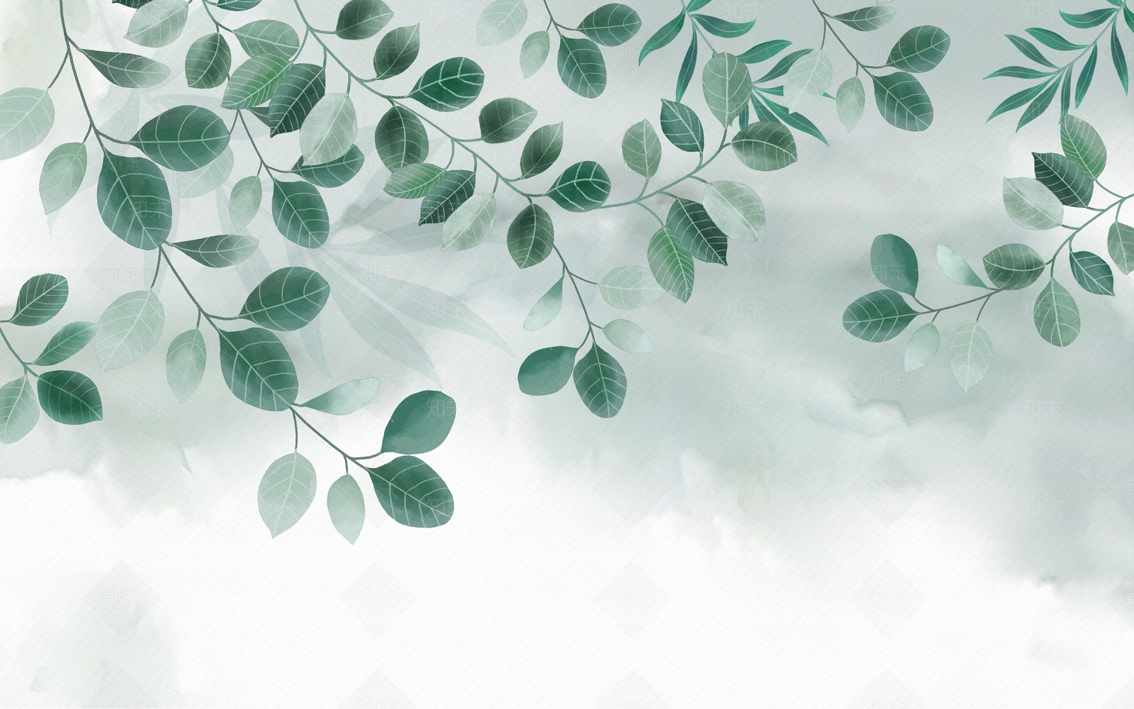 北欧绿植横幅壁纸壁画贴图下载【ID:1150214017】