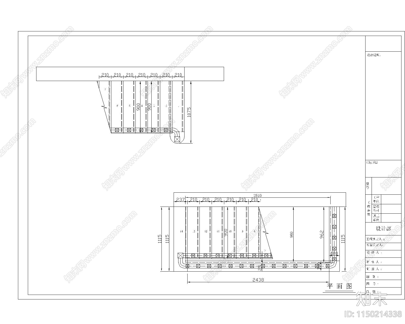 沈阳万科一字型整挂楼梯cad施工图下载【ID:1150214338】