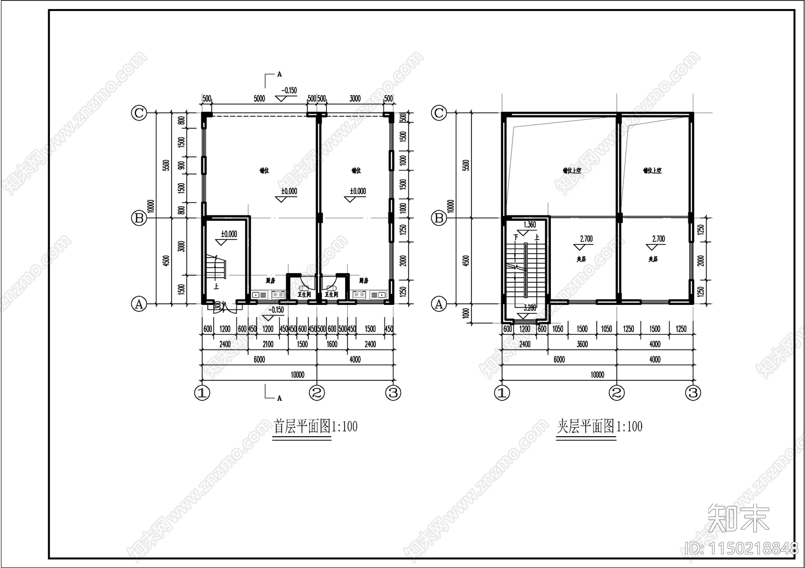 私人自建房建筑cad施工图下载【ID:1150218848】