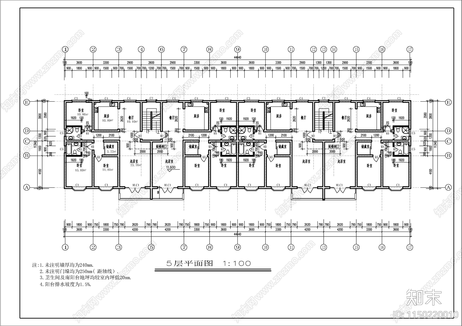 现代小高层住宅建筑cad施工图下载【ID:1150220010】