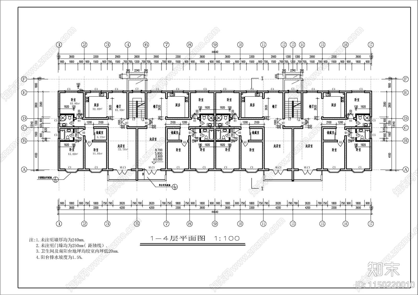 现代小高层住宅建筑cad施工图下载【ID:1150220010】