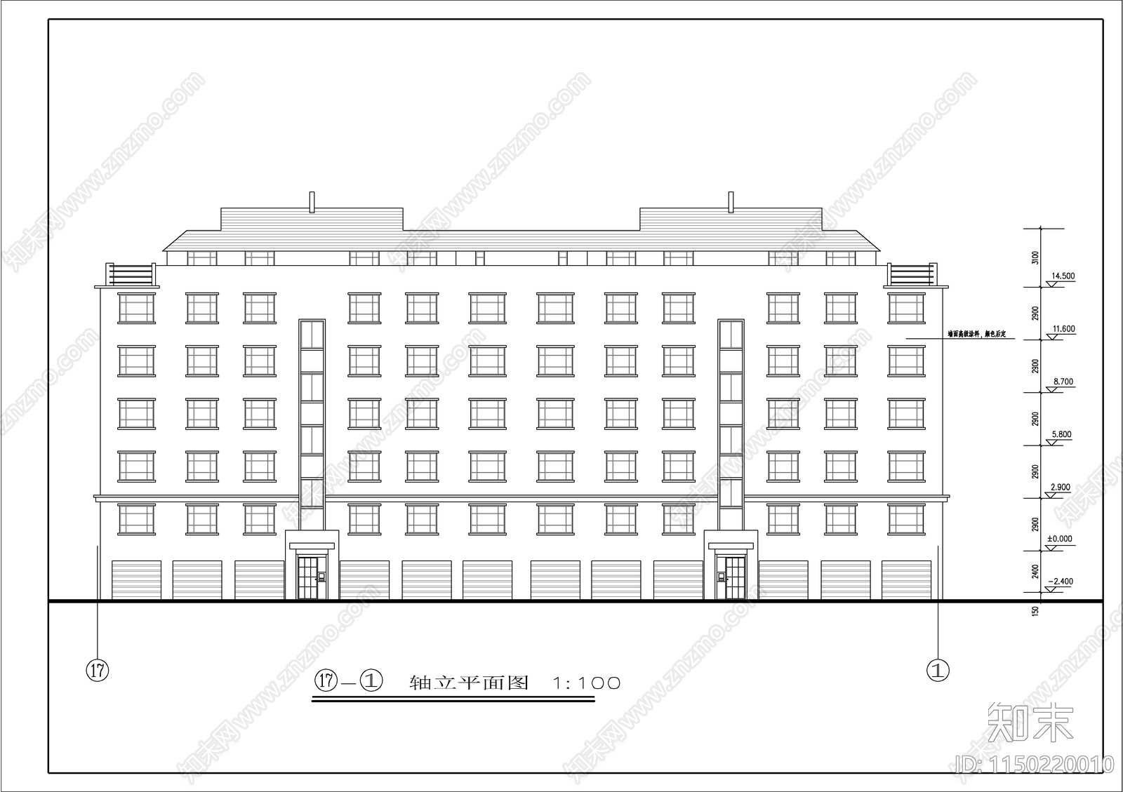 现代小高层住宅建筑cad施工图下载【ID:1150220010】