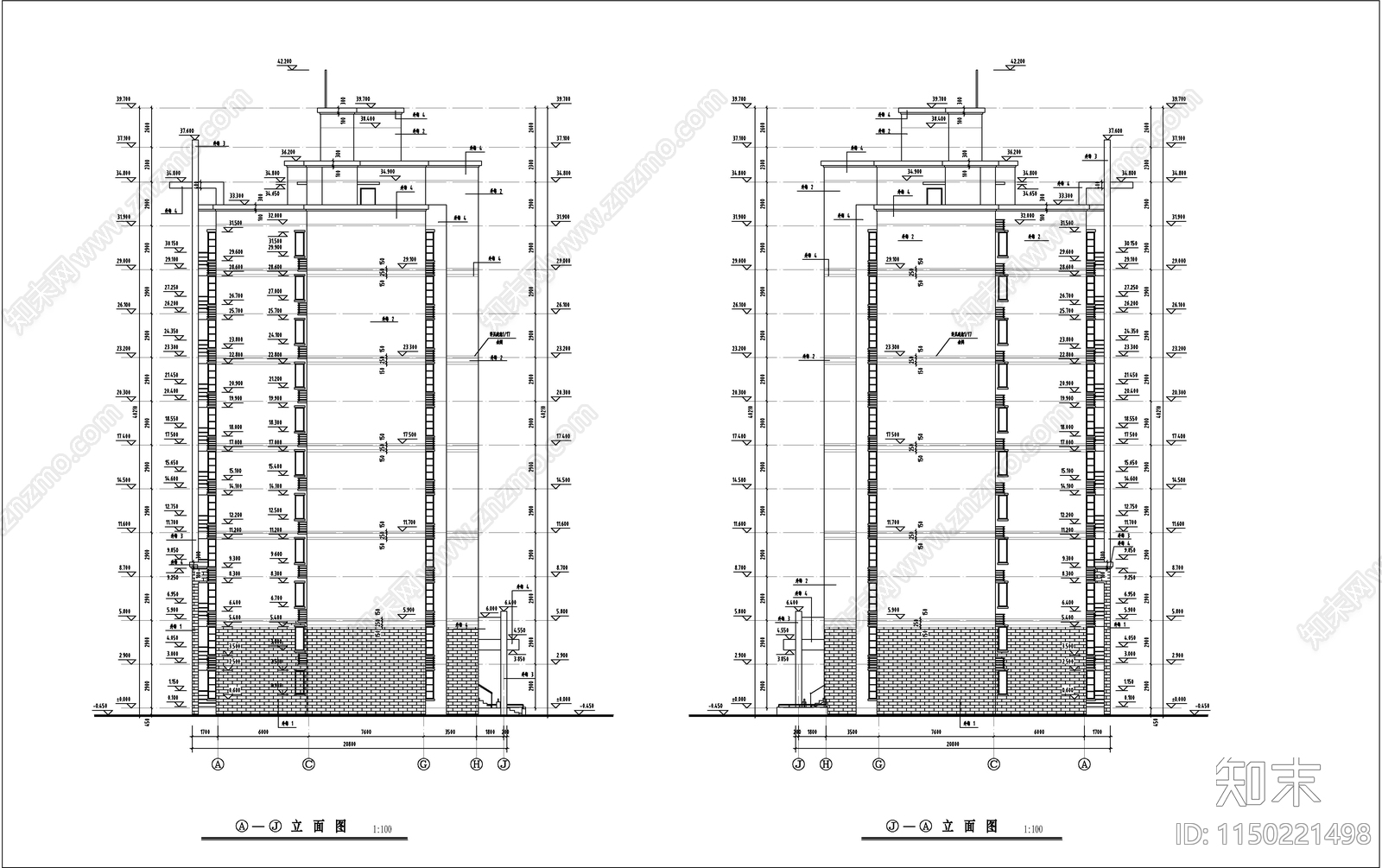 小高层住宅建筑cad施工图下载【ID:1150221498】