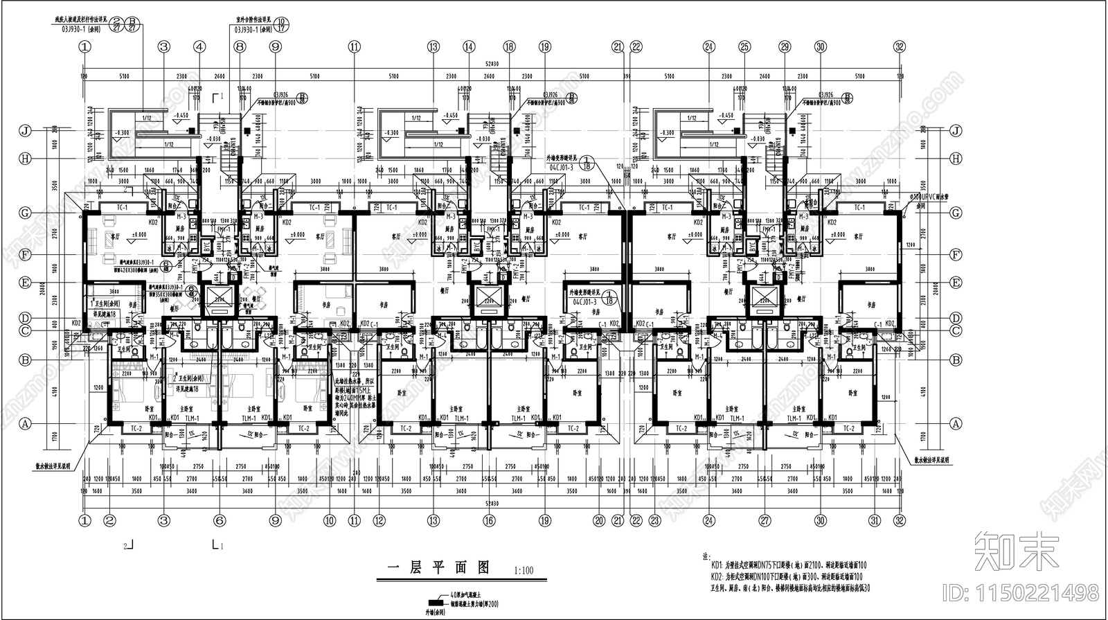 小高层住宅建筑cad施工图下载【ID:1150221498】