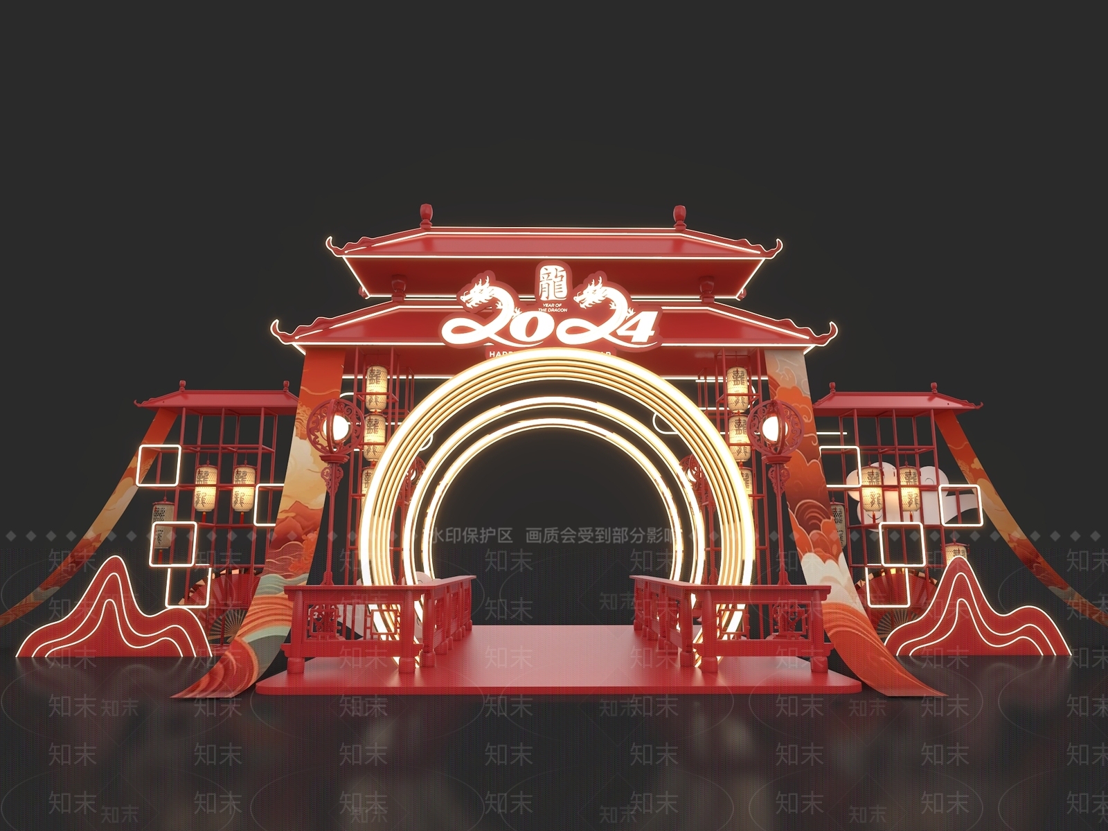 中式新年美陈3D模型下载【ID:1150222311】