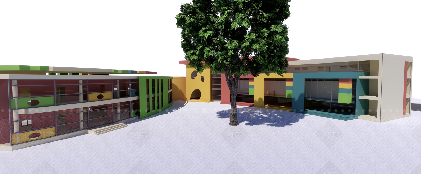 现代幼儿园建筑SU模型下载【ID:1150222763】