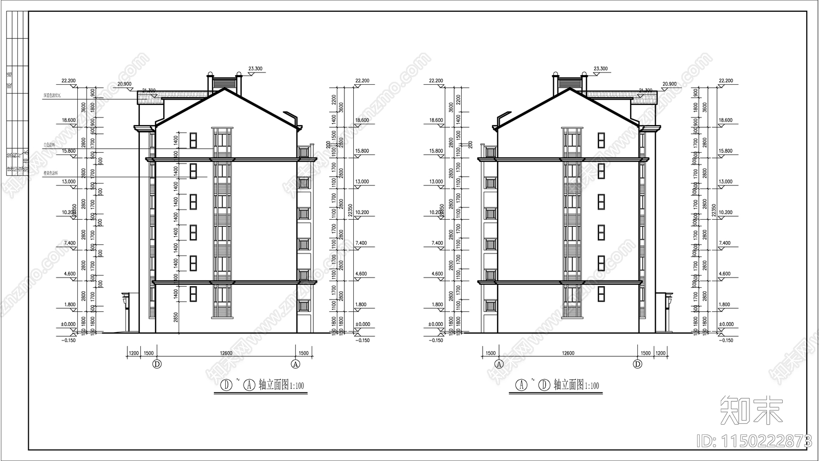 小区住宅建筑cad施工图下载【ID:1150222873】