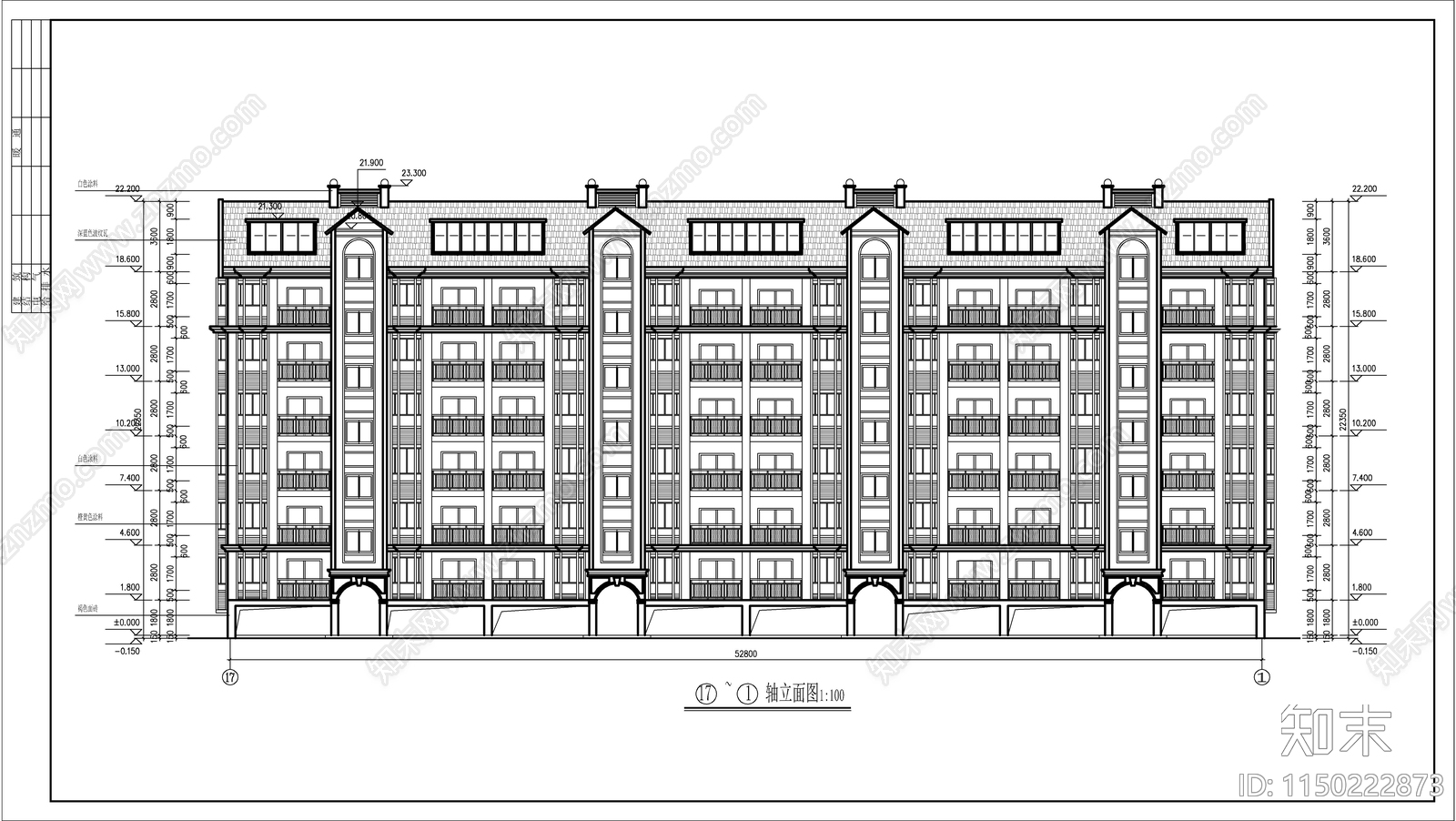 小区住宅建筑cad施工图下载【ID:1150222873】