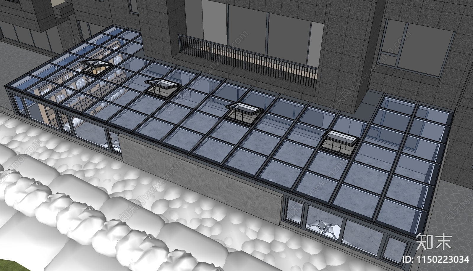 现代玻璃顶阳光房SU模型下载【ID:1150223034】