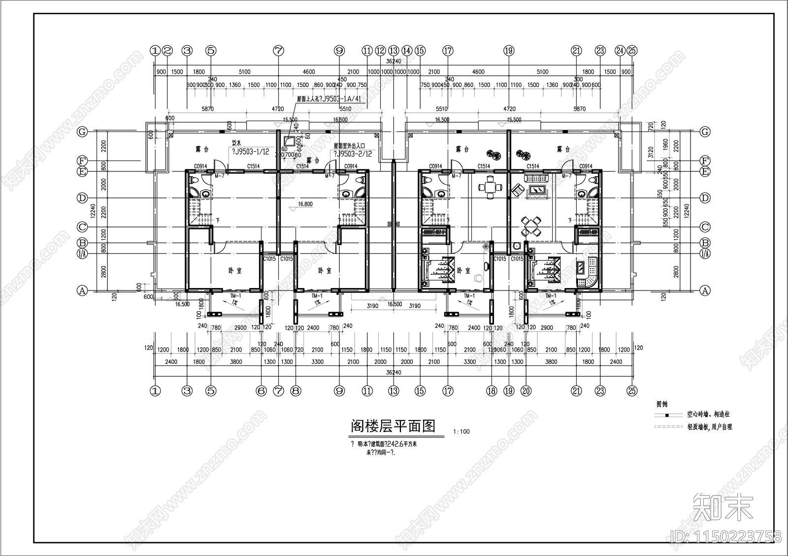 住宅楼建筑cad施工图下载【ID:1150223758】