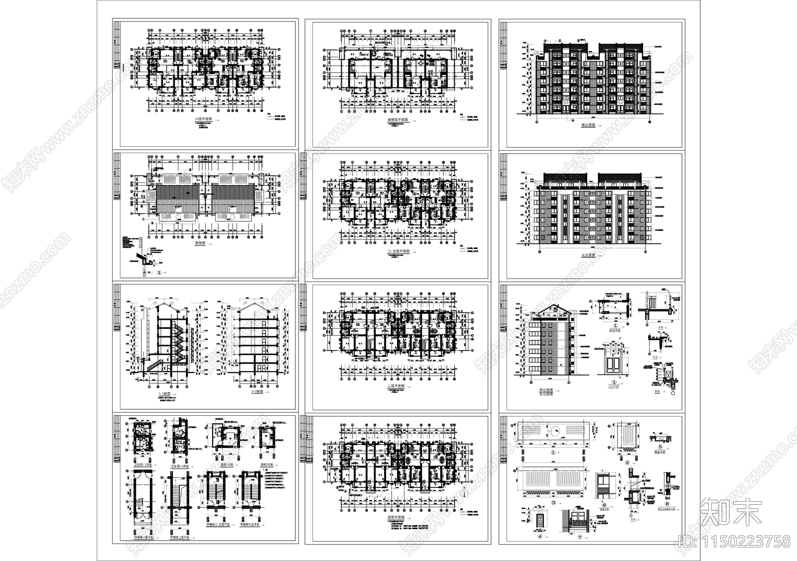 住宅楼建筑cad施工图下载【ID:1150223758】