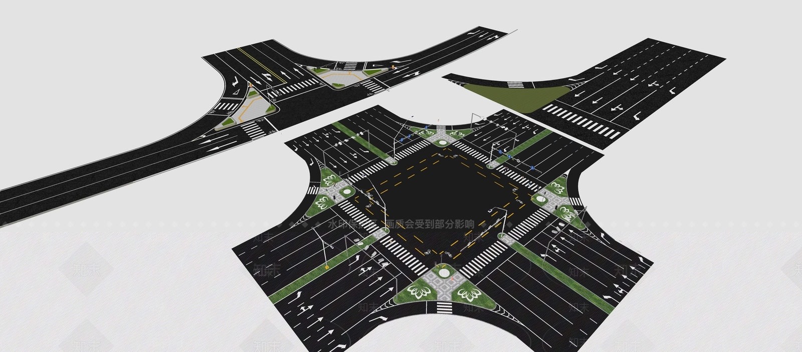 现代市政道路SU模型下载【ID:1150226570】