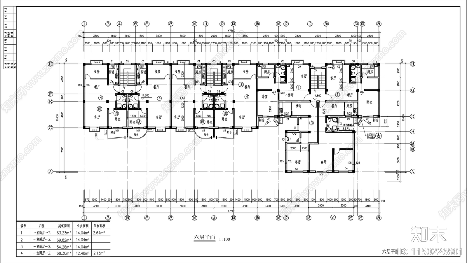 小高层住宅建筑cad施工图下载【ID:1150226801】