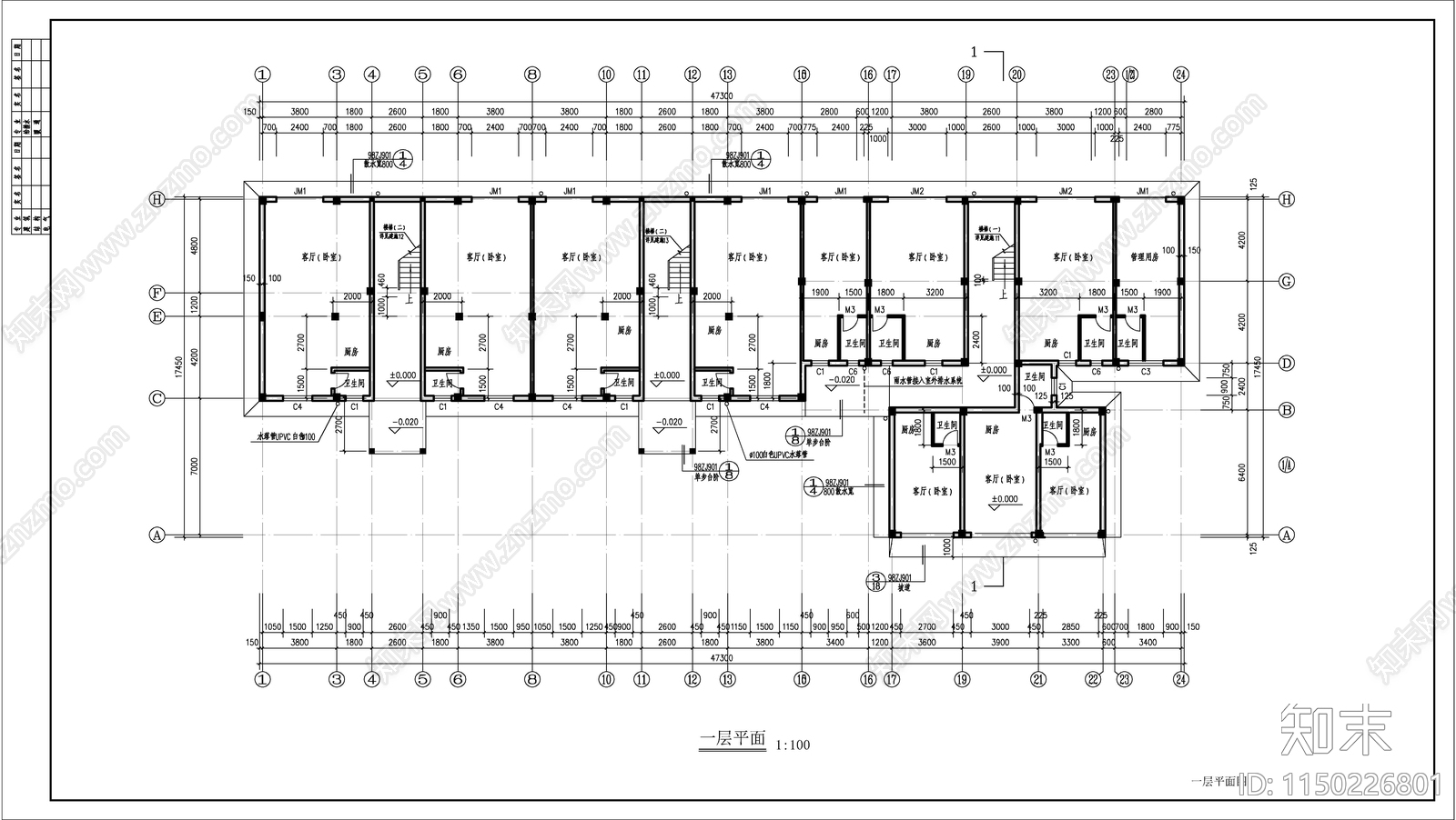 小高层住宅建筑cad施工图下载【ID:1150226801】