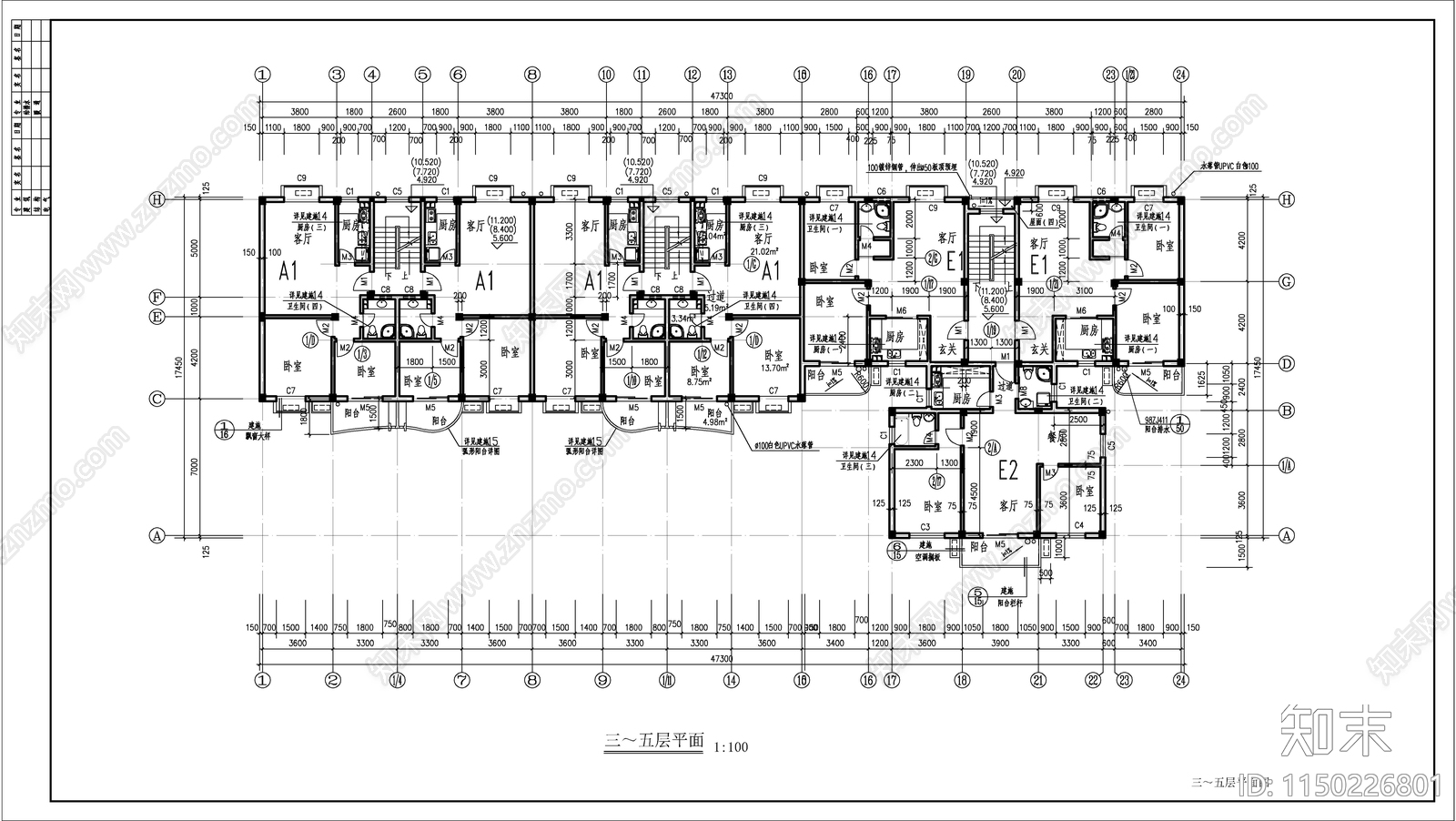 小高层住宅建筑cad施工图下载【ID:1150226801】