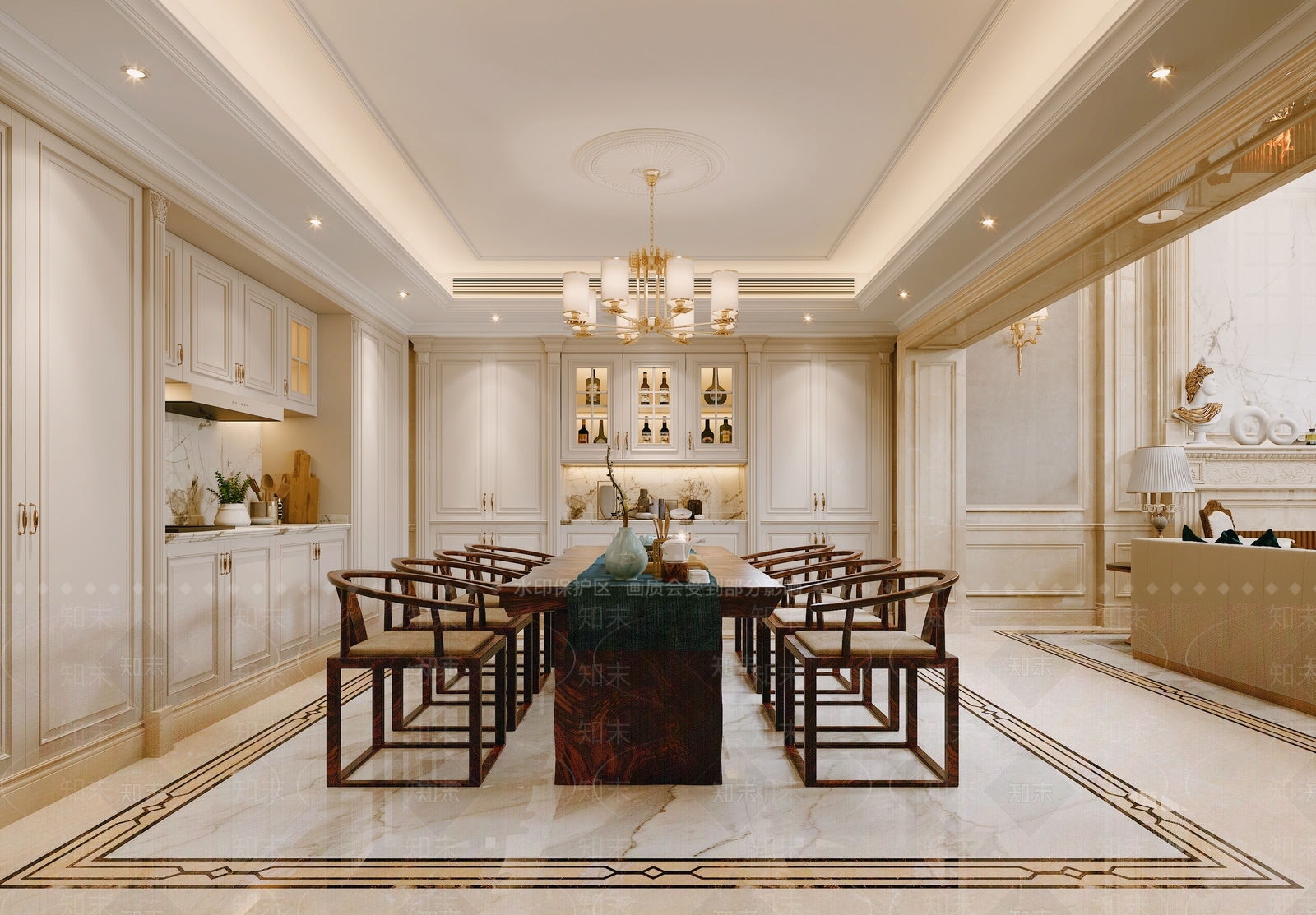 简欧茶室3D模型下载【ID:1150230516】