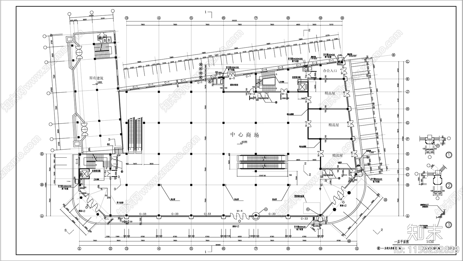 某商厦办公综合楼建筑cad施工图下载【ID:1150232639】