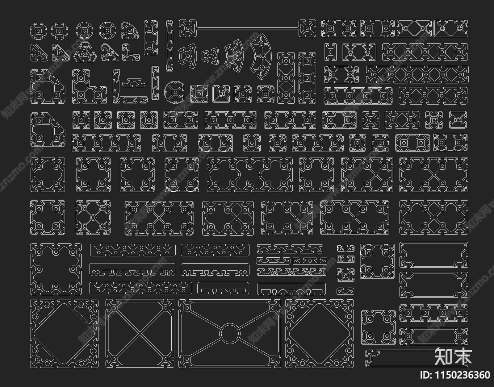 工业铝型材3D模型下载【ID:1150236360】