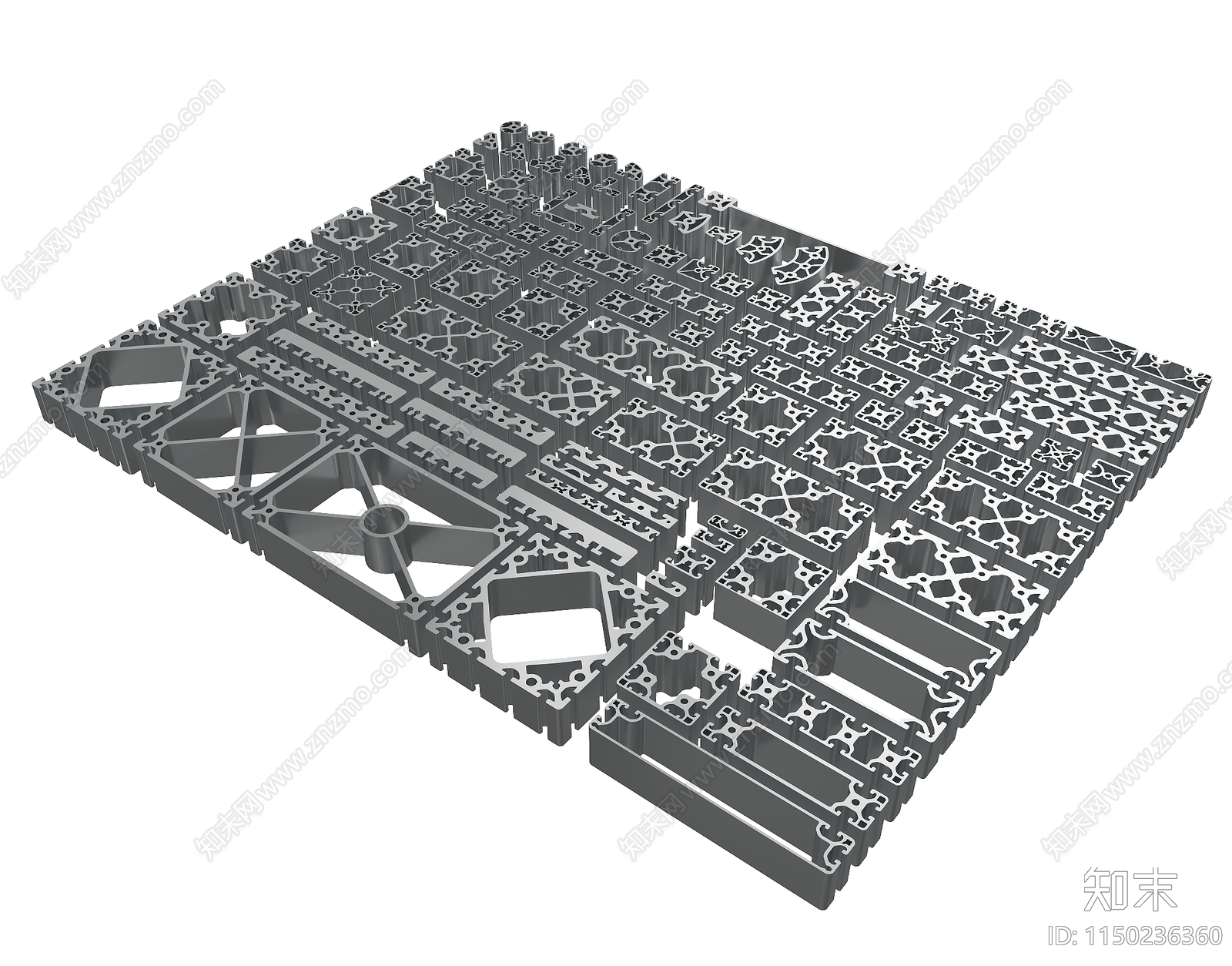 工业铝型材3D模型下载【ID:1150236360】