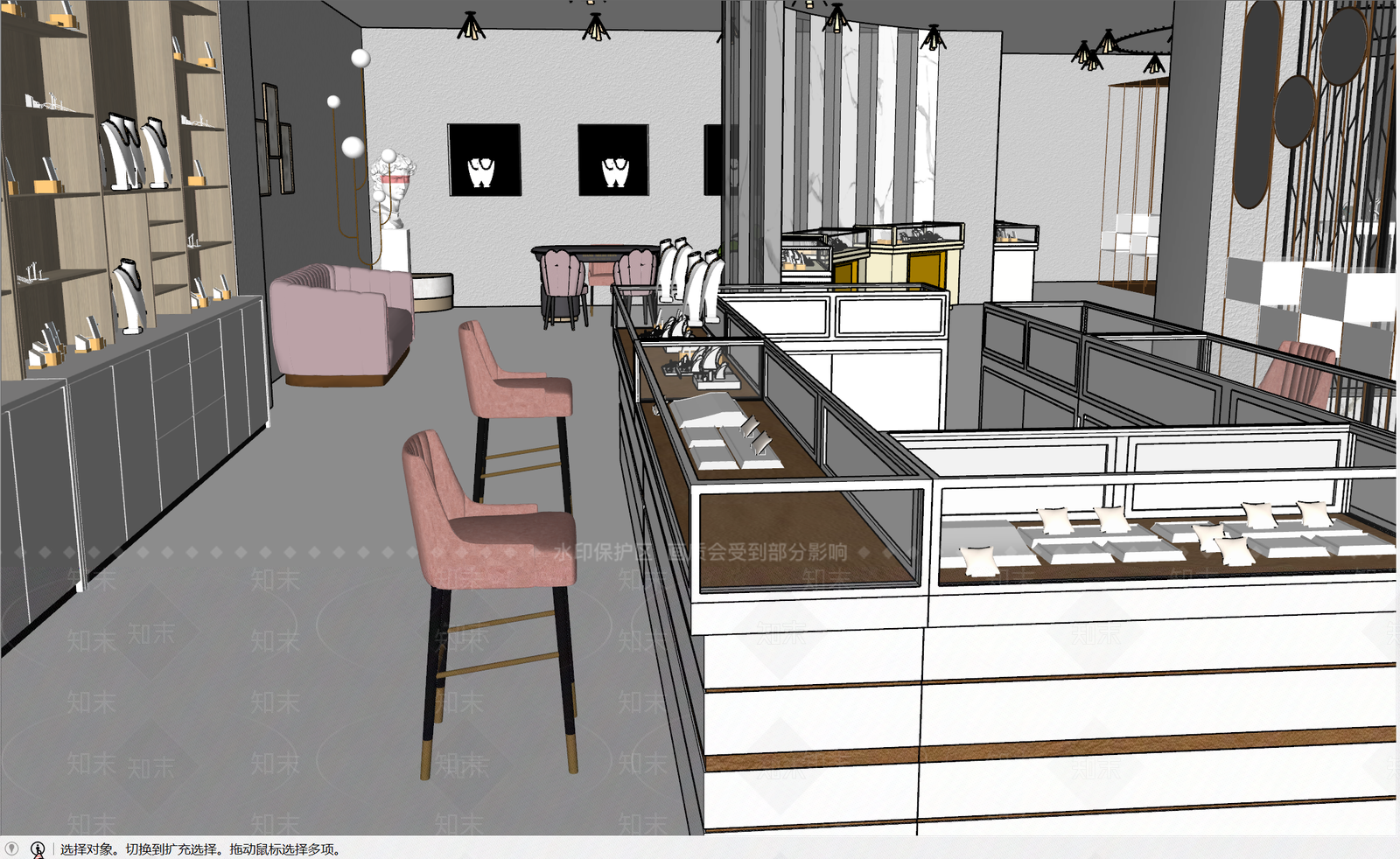 现代轻奢珠宝店SU模型下载【ID:1150237976】