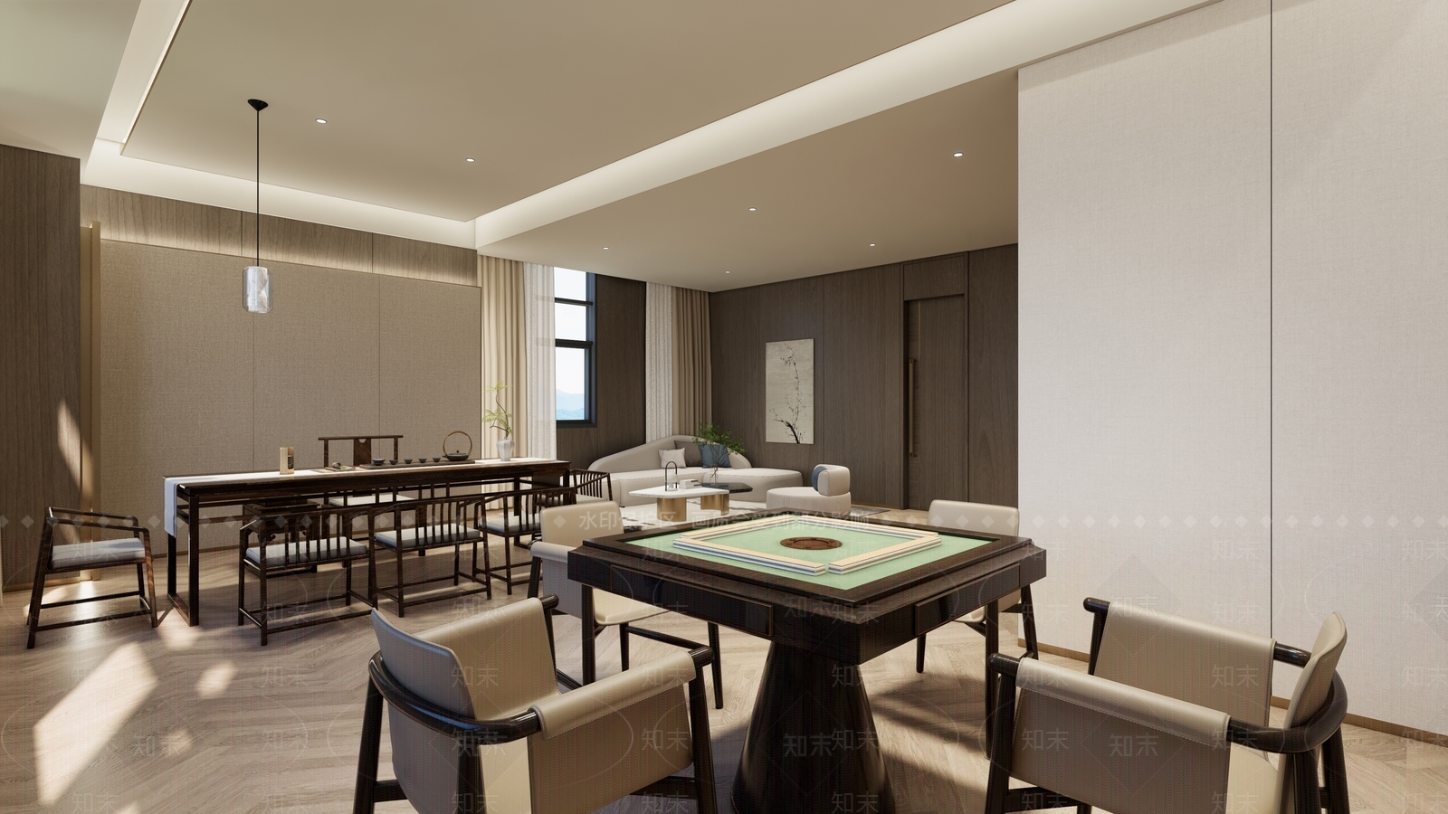 新中式棋牌室SU模型下载【ID:1150239704】