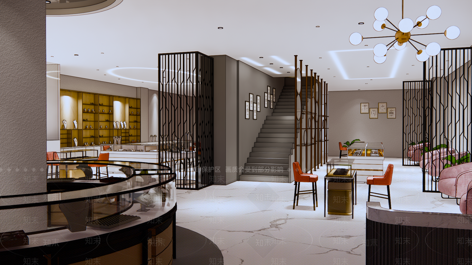 现代轻奢珠宝店SU模型下载【ID:1150237976】