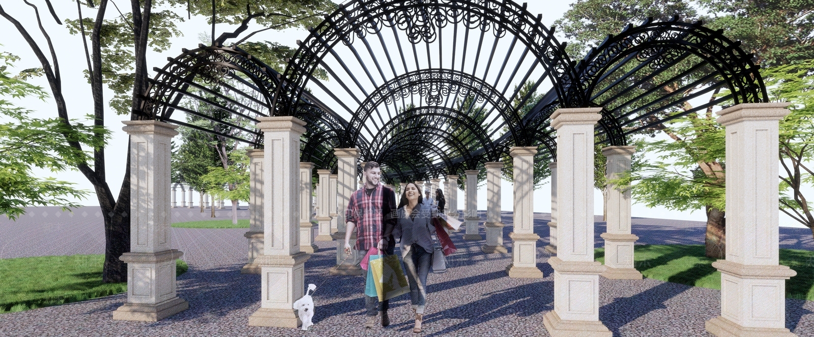 欧式铁艺花架SU模型下载【ID:1150238137】