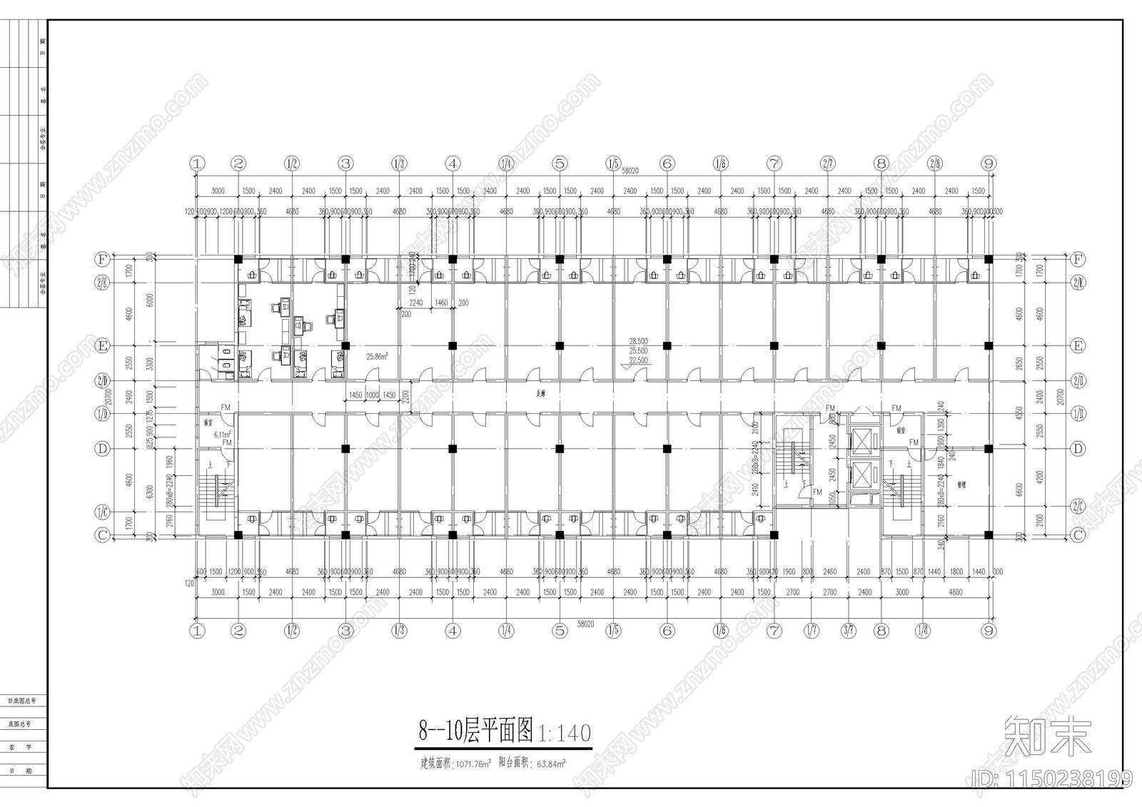 12层学生宿舍方案cad施工图下载【ID:1150238199】