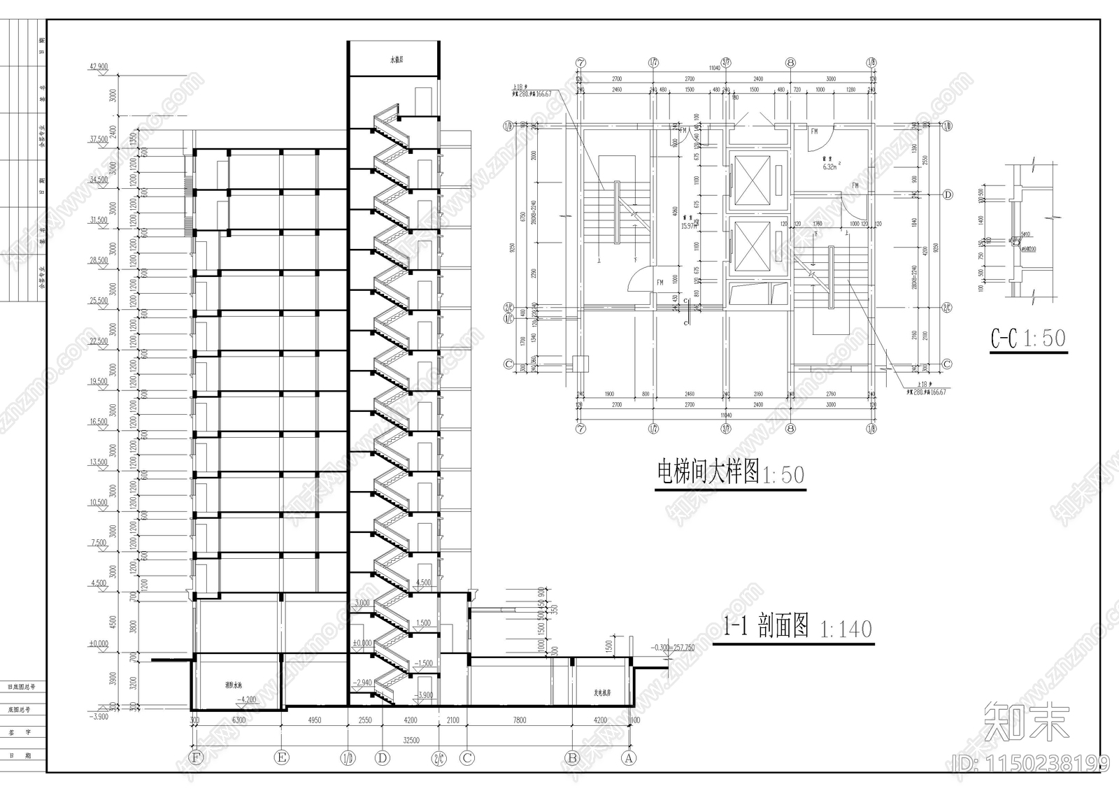 12层学生宿舍方案cad施工图下载【ID:1150238199】