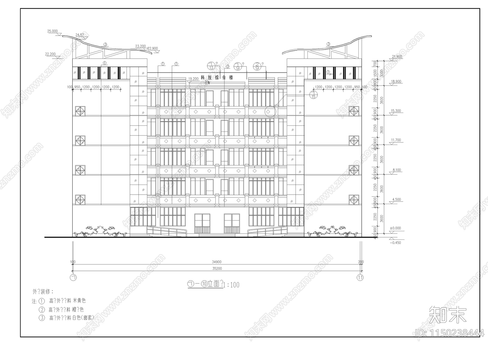 大堡小学教学楼cad施工图下载【ID:1150238444】