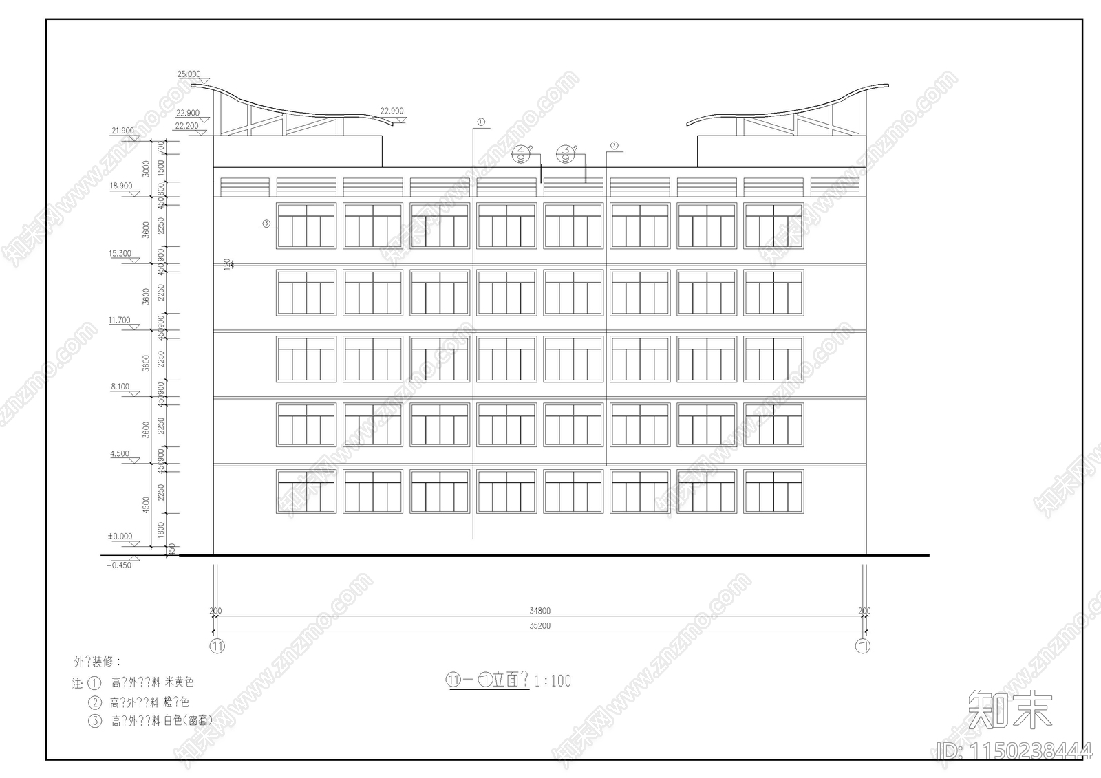 大堡小学教学楼cad施工图下载【ID:1150238444】