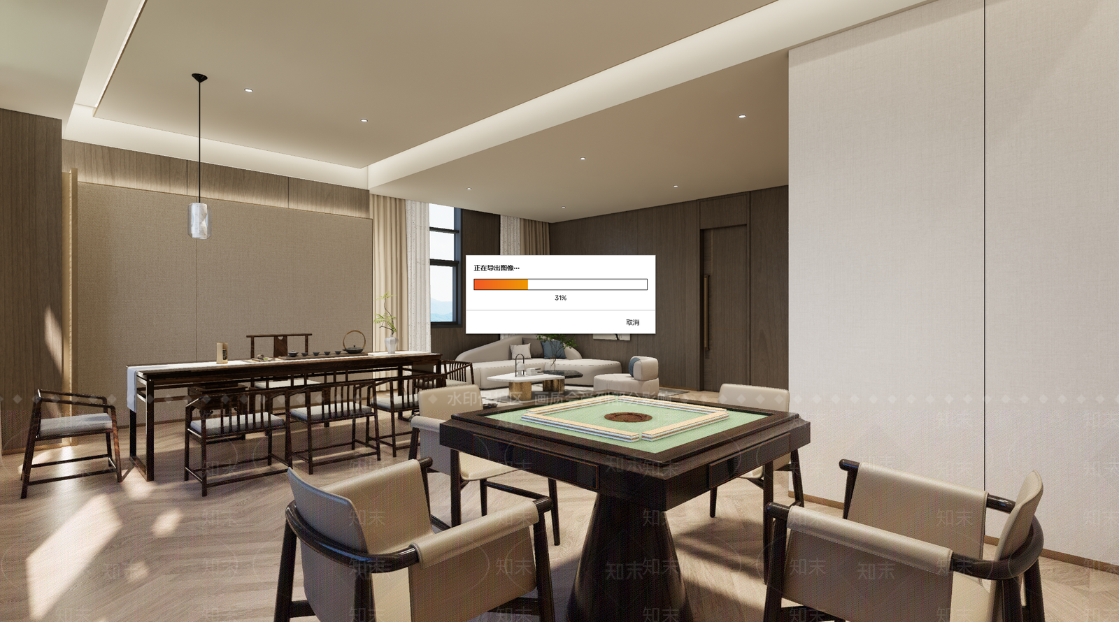 新中式棋牌室SU模型下载【ID:1150239704】